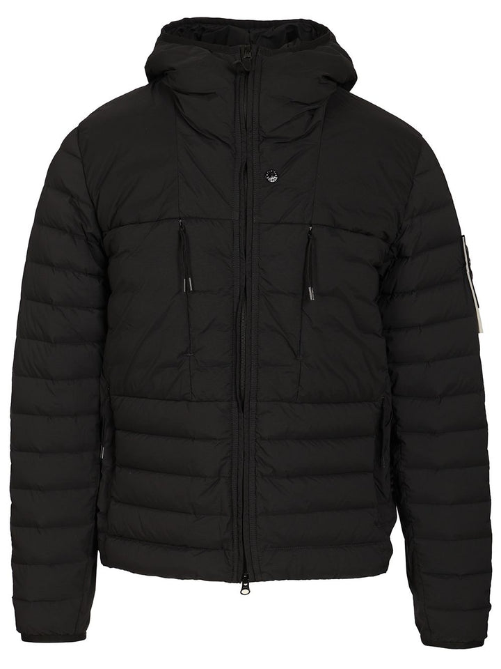 Stone Island Hooded Down Jacket In Stretch Fabric Coats - Nero | 24ff901bb5eec6697a760529ed74262db10393e9