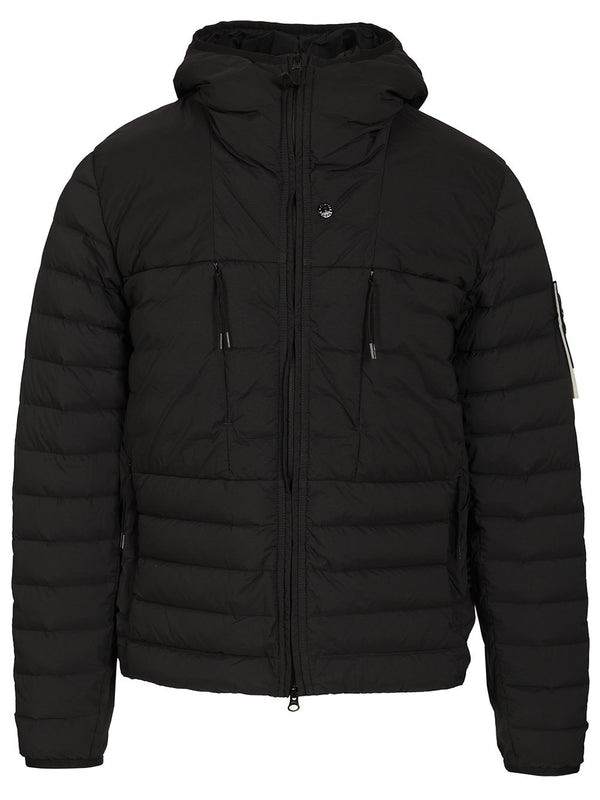 Hooded Down Jacket In Stretch Fabric Coats Nero