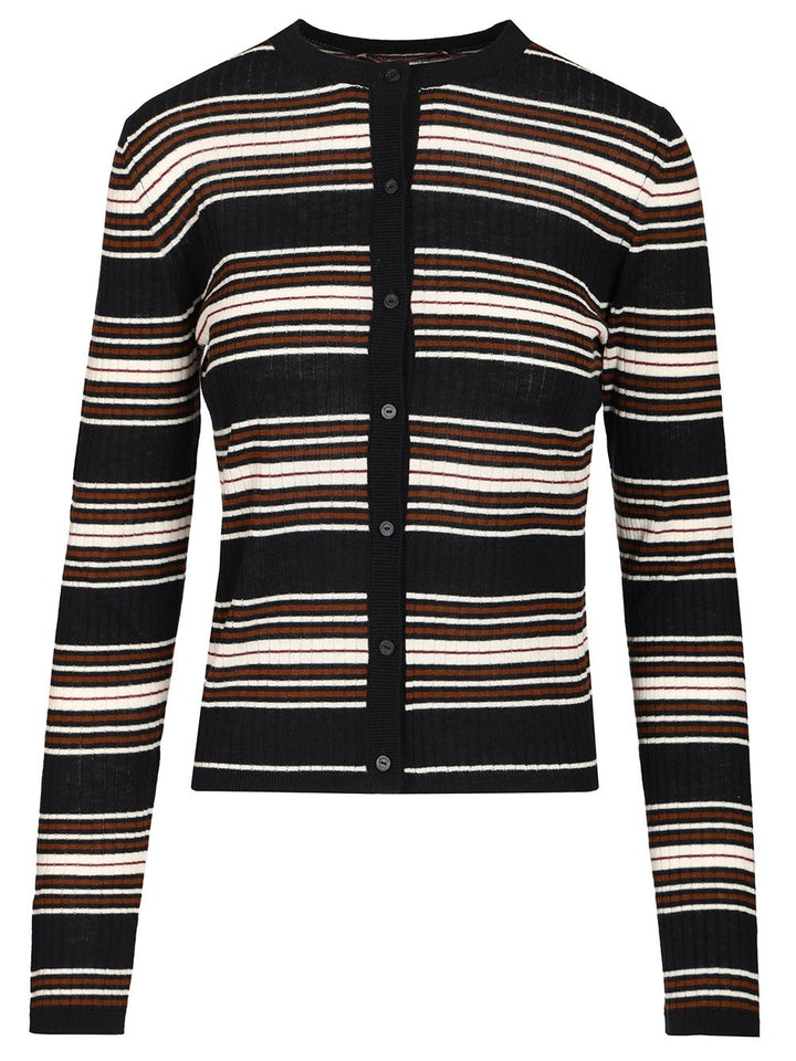 Max Mara Studio Piombo Crewneck Striped Cardigan Knitwear - Multicolor | add34d47f105074c3e4608e172b93609c99e1b9b