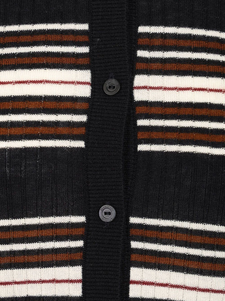 Max Mara Studio Piombo Crewneck Striped Cardigan Knitwear - Multicolor | 5c3f752e11e137f23dfec0b42083027913c4053d