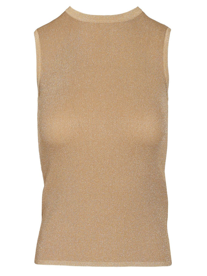 Max Mara Studio Sante Ribbed Lurex Knit Top Top - Oro | 38ad16d60e4fa06bcc10601d1f165179bb017c40