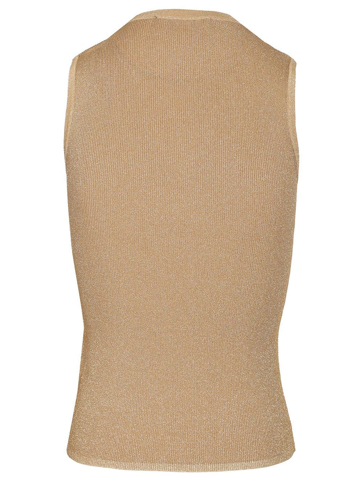 Max Mara Studio Sante Ribbed Lurex Knit Top Top - Oro | 5f9f0e8410e15f50c08e50774495802f89fbe74c