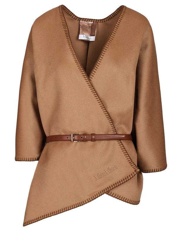 Colomba Wool Cape Stitiching Giacche Beige