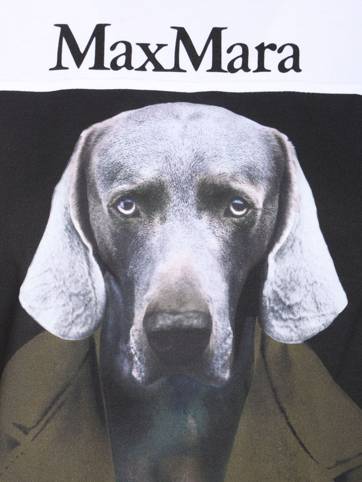 Max Mara Calca Tshirt Cotone Dog Print Khaki Coat T-Shirt - Bianco | 41ef363972ef657eb360e80ab82a68a33c55e54f