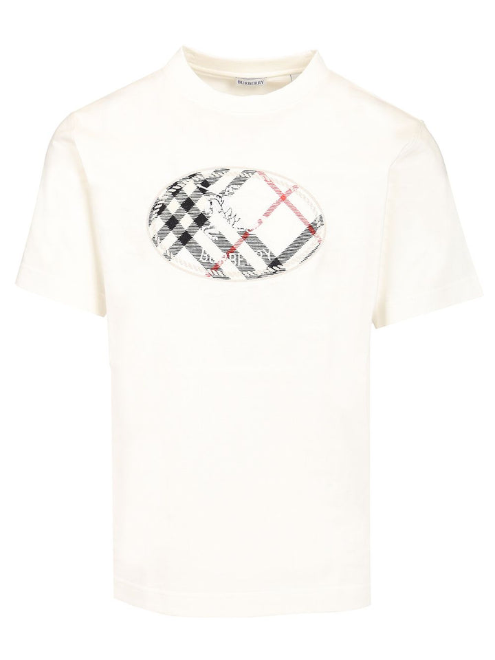 Burberry Knight Check Print Cotton T-Shirt - Bianco | 4b5f9a921142387ad09580a798bbd658e64ee9c3