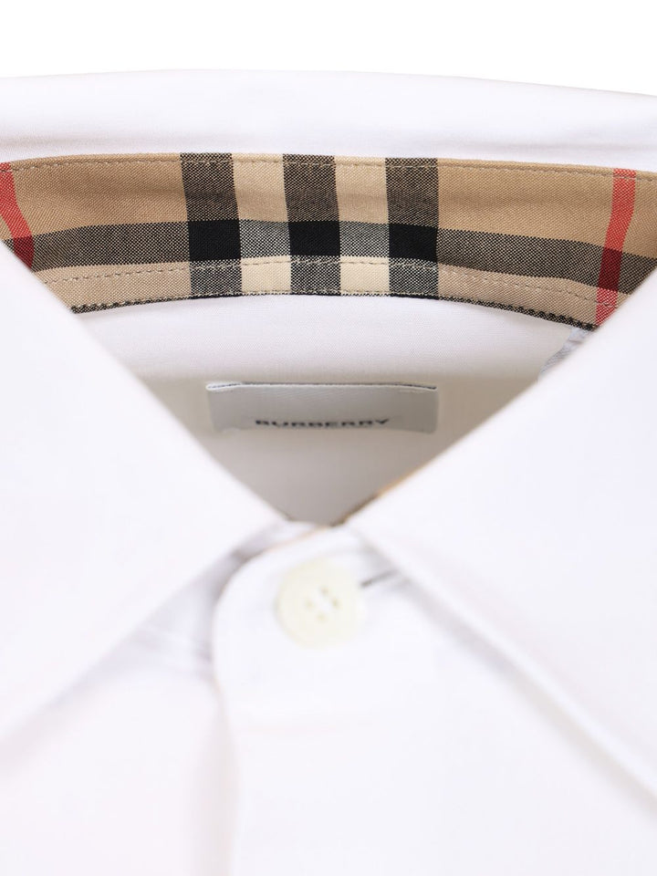Burberry Slim Fit Shirt In Stretch Cotton Shirts - Bianco | a4004ac12f3e88a56aa0fbc8b287955754e12d50