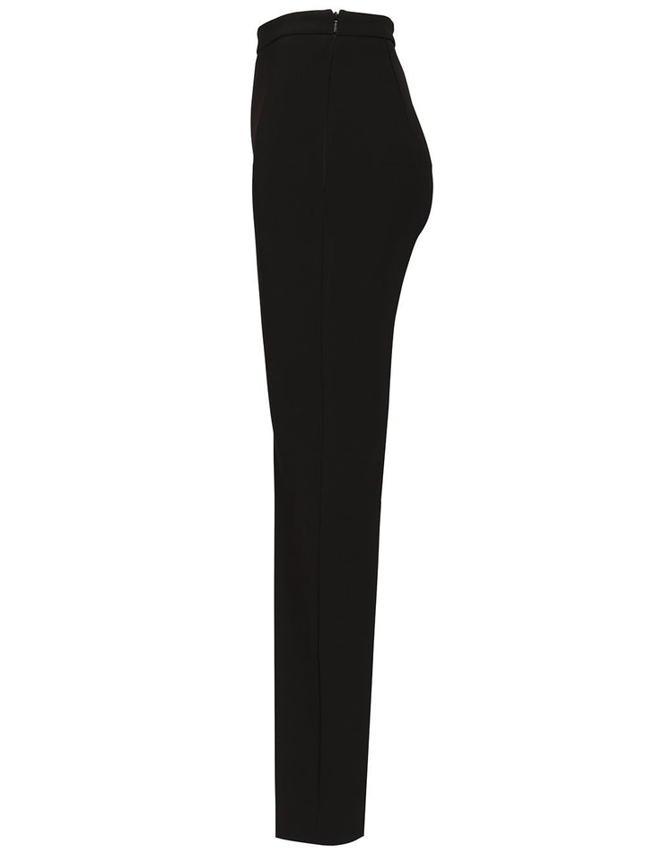 Max Mara Studio Slim Stretch Cady Trousers - Nero | 552943923ba276d115a84e3e548d55bebd8cb48e