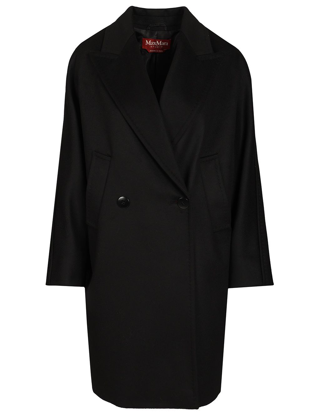 Max Mara Studio Mastro Midi Double Breasted Coat Coats - Nero | 4cb4994e0064d0e0209153fa12f0e7ffdafee28a