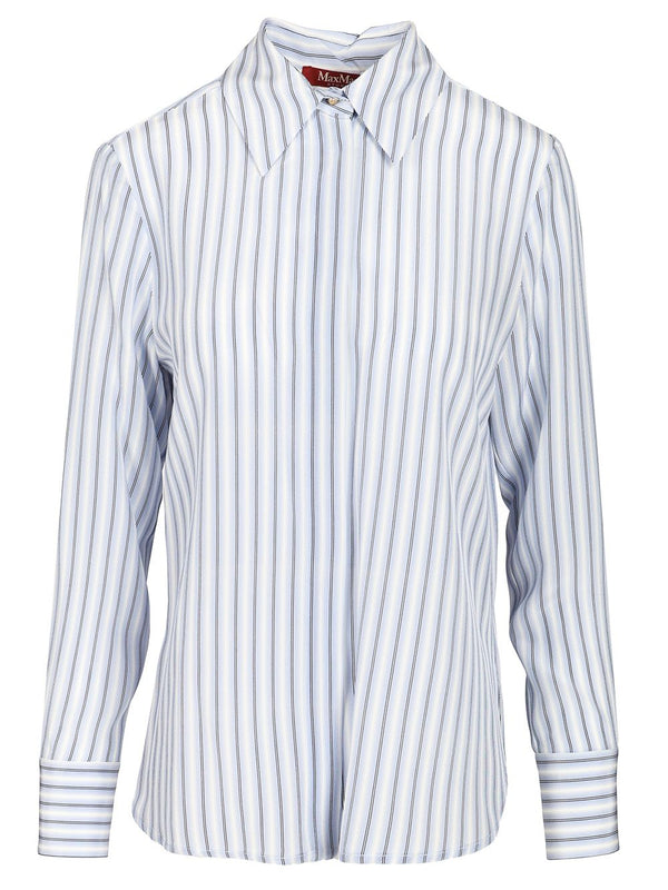 Printed Silk Shirt Shirts Light Blue