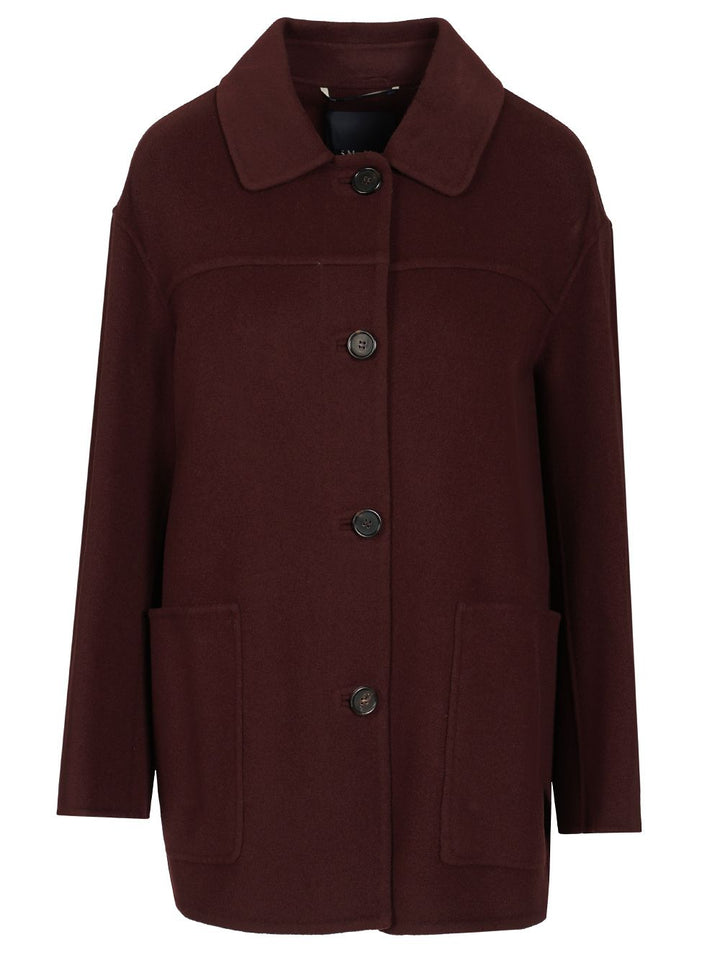 'S Max Mara Short Wool Drap Coat Giacche - Bordeaux | b6f3327215e27e95471e75de3f990089145f188a