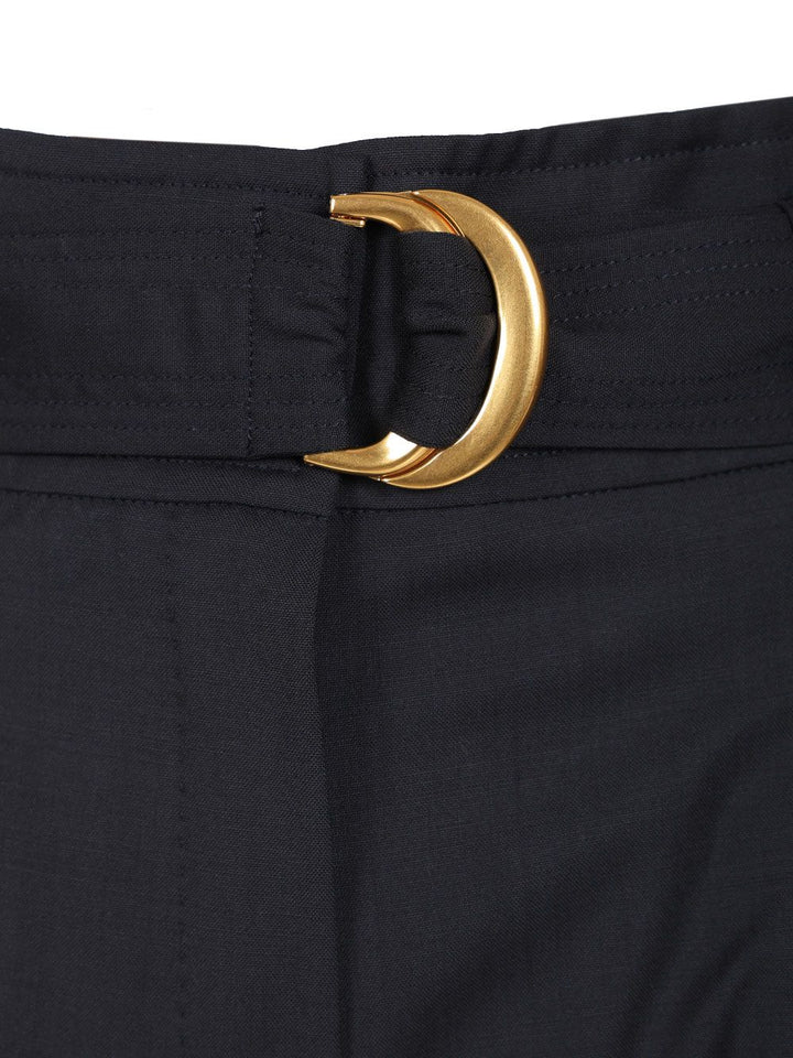 Max Mara Studio High-Waisted Trousers - Blu | 0f013231496d38a6afb26a1e6d53634bce3c1273