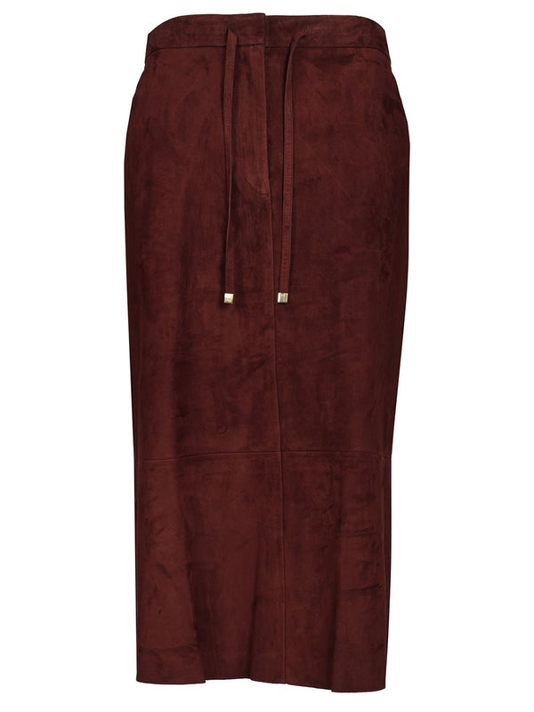 Suede Longuette Skirt Gonne Bordeaux