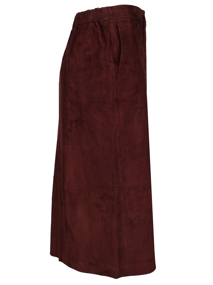 'S Max Mara Suede Longuette Skirt Gonne - Bordeaux | 028a2e2e25c619821986be8952628d0eec36dff7