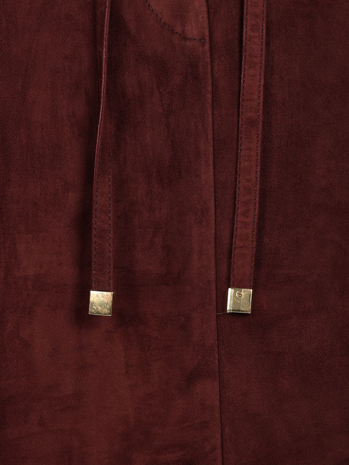 'S Max Mara Suede Longuette Skirt Gonne - Bordeaux | 3e5af9c7fe818309ce3abbad2f3208fa12f04fe4