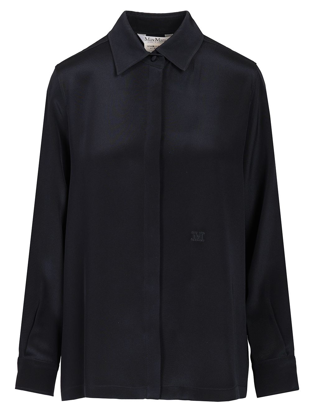 Max Mara Shirt In Silk Crêpe De Chine Shirts - Blu | 285a669ee8bd1d164dee6e603212e542ab57790e