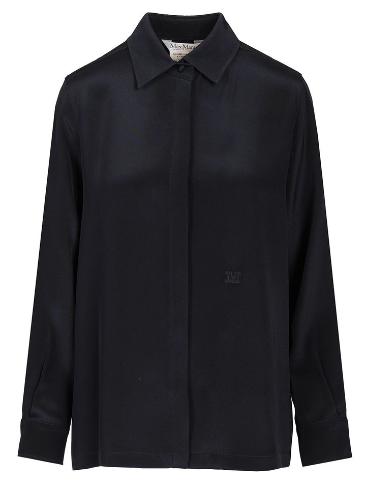 Max Mara Shirt In Silk Crêpe De Chine Shirts - Blu | 285a669ee8bd1d164dee6e603212e542ab57790e