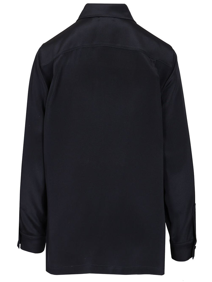 Max Mara Shirt In Silk Crêpe De Chine Shirts - Blu | a8fae6ba41ec9ca33409488c57a741f175246df5