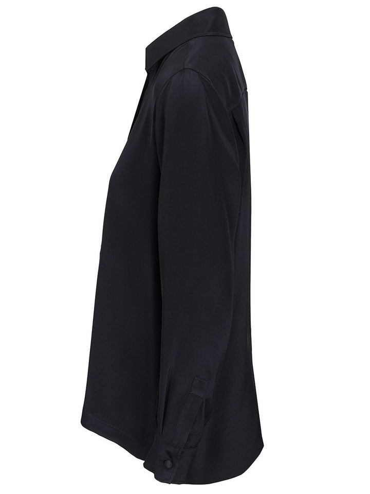 Max Mara Shirt In Silk Crêpe De Chine Shirts - Blu | 044000455c7d3fa2e81ad9a4a7e88f846e10ffcb