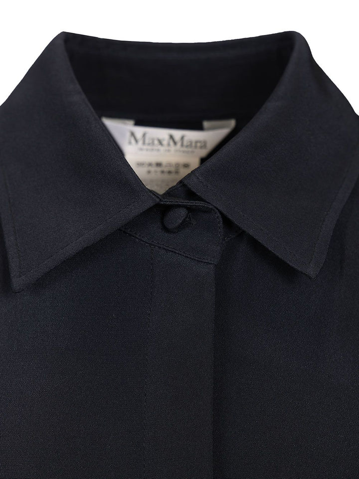 Max Mara Shirt In Silk Crêpe De Chine Shirts - Blu | 0207802bb155e41a9f5ba3f5853f1ef51fa561ca
