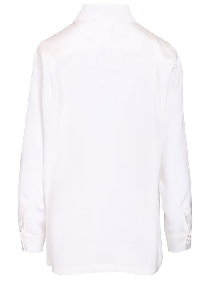 Max Mara Shirt In Silk Crêpe De Chine Shirts - Bianco | 3069c0fc1b140a66e67e07e91137a9793d262fd9