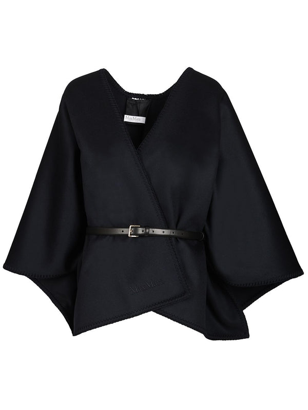 Double Wool Drap Cape Giacche Blu
