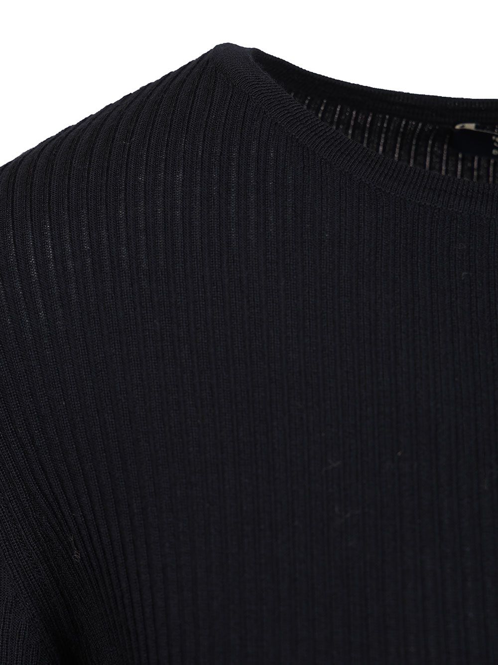 'S Max Mara Disegno Wool Rib Crewneck Long Sleeve Knitwear - Blu | b06933e7b967aeab88635f9f63a5299f857d4ec3