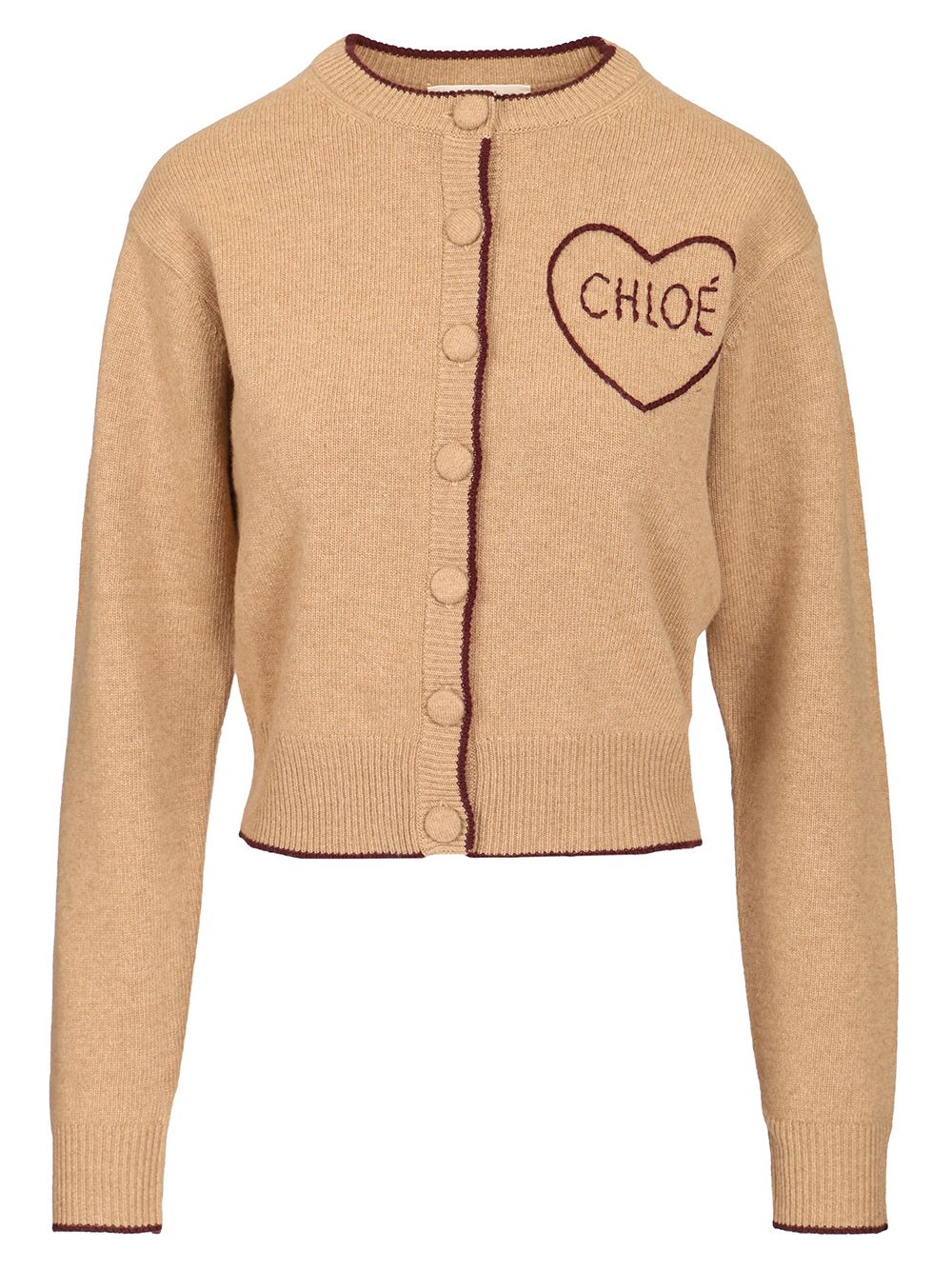 Chloe' Chloe Heart Cardigan Contrast Piping Knitwear - Rose | 9692a0c31cc5f1570803a83e9a88e63555eac799