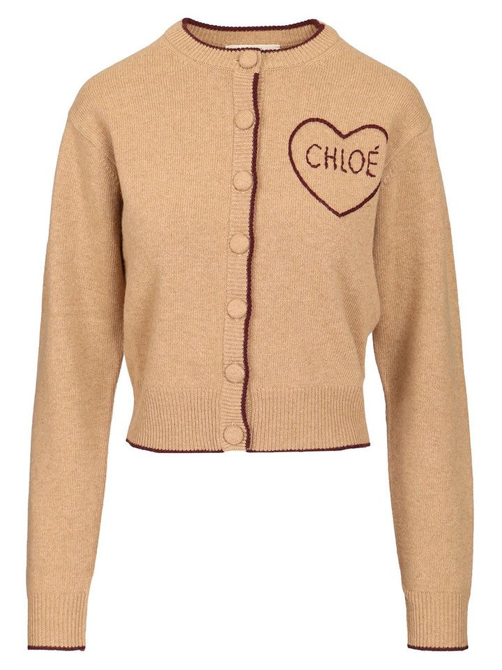 Chloe' Chloe Heart Cardigan Contrast Piping Knitwear - Rose | 9692a0c31cc5f1570803a83e9a88e63555eac799