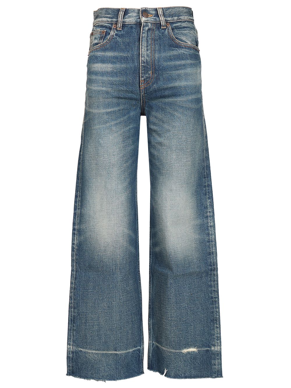 Chloe' Cropped Unfinished Hem Regular Denim Jeans - Blu | 22d8eac1d54e7b6c7dbea71db43d05a51f763a63