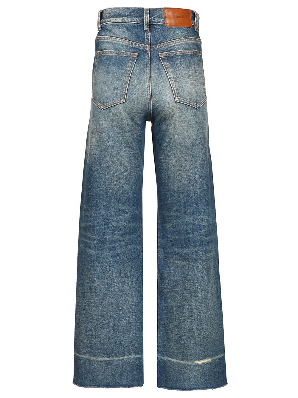 Chloe' Cropped Unfinished Hem Regular Denim Jeans - Blu | dd915643083a79cb2d8ea364f9820129b9aa86eb