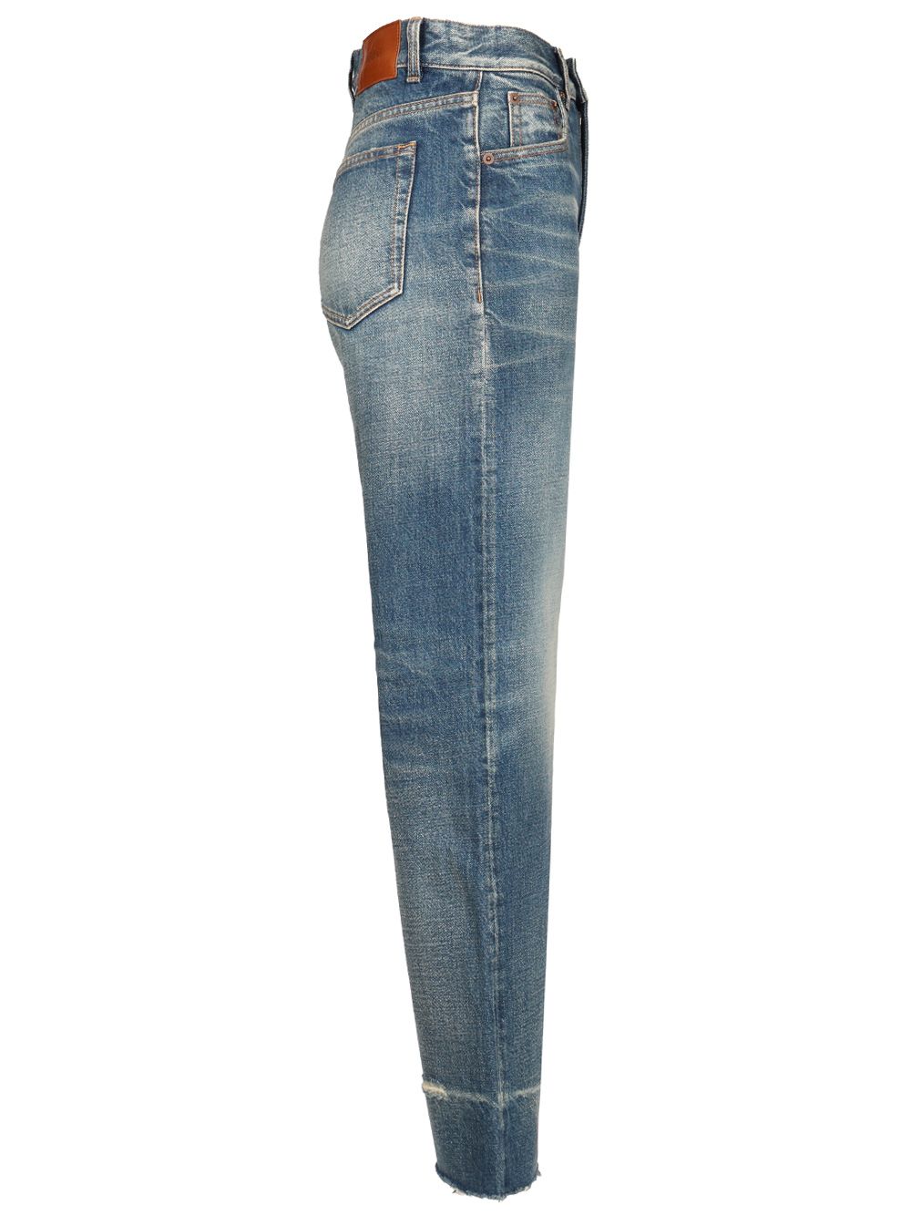 Chloe' Cropped Unfinished Hem Regular Denim Jeans - Blu | 567ad3d9748e49684a0ace0a8553e0211885868f