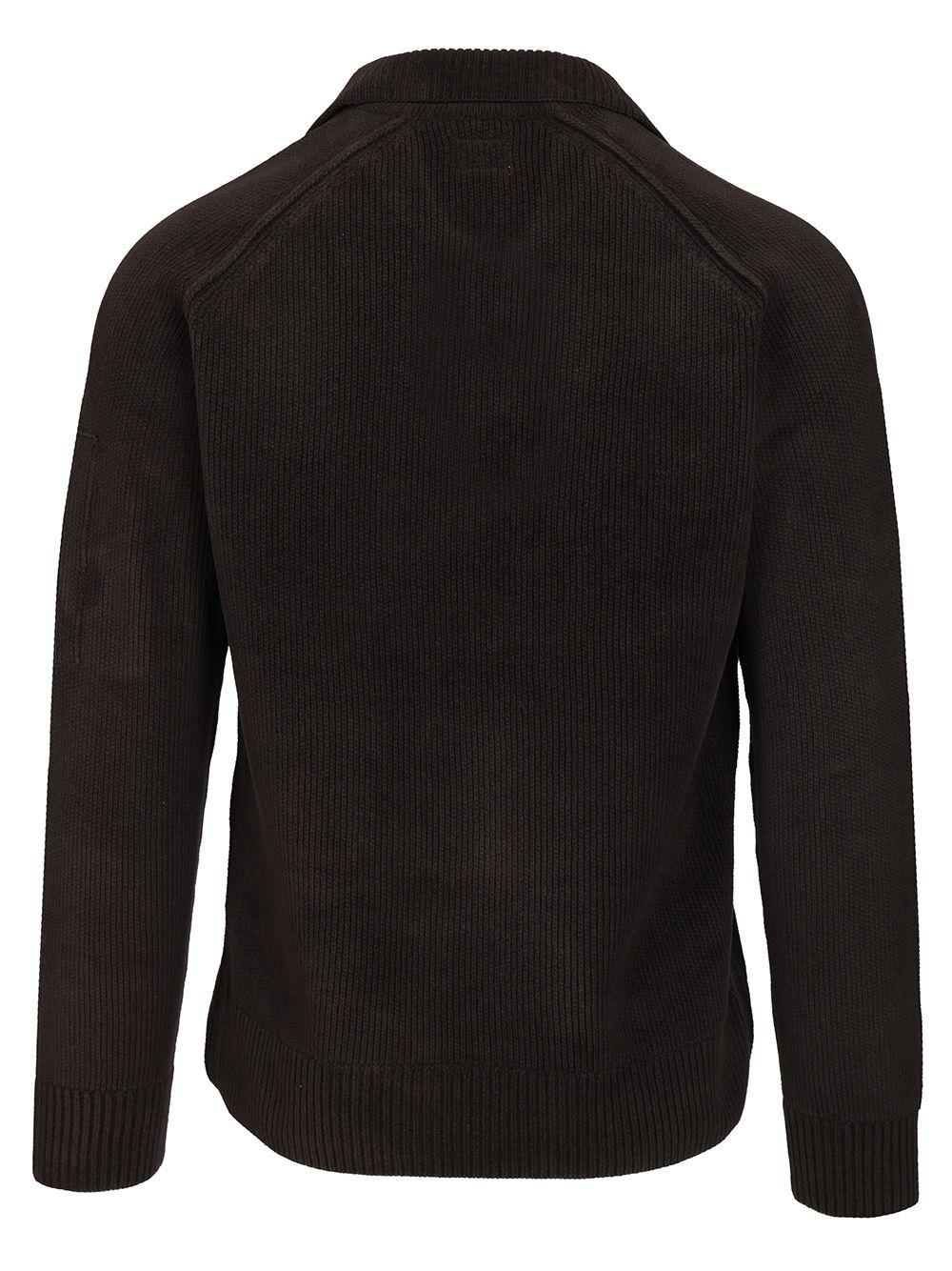 C.P. Company Polo Sweater Made Of Cotton Chenille Knitwear - Nero | 1d00c0a15531d90bdc07ad84708292a68645a92e