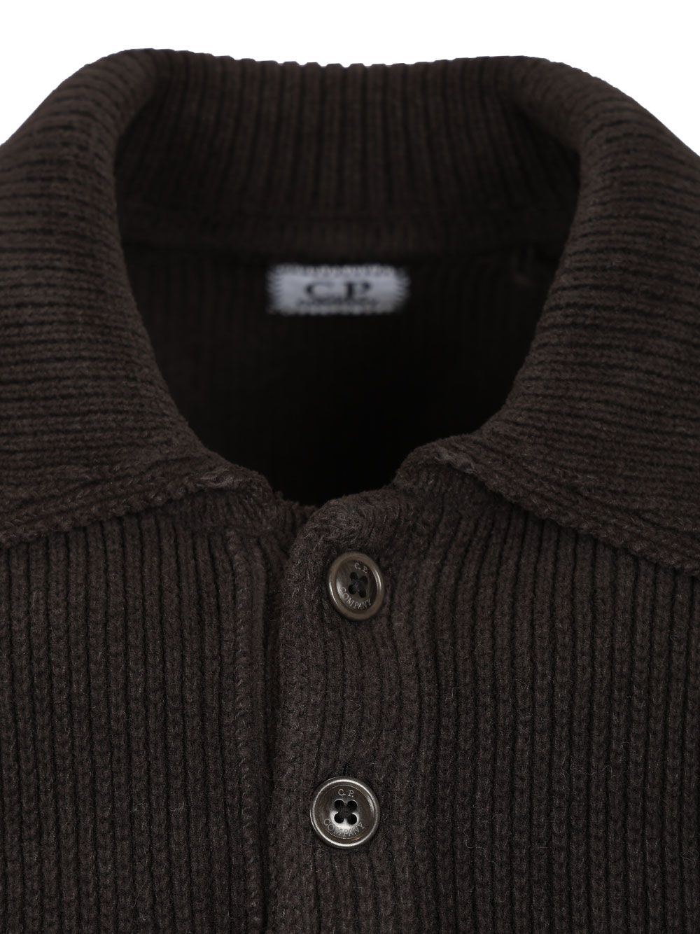 C.P. Company Polo Sweater Made Of Cotton Chenille Knitwear - Nero | 7e98ee90373c21c81d7b5cc386137dcc6aea3f21