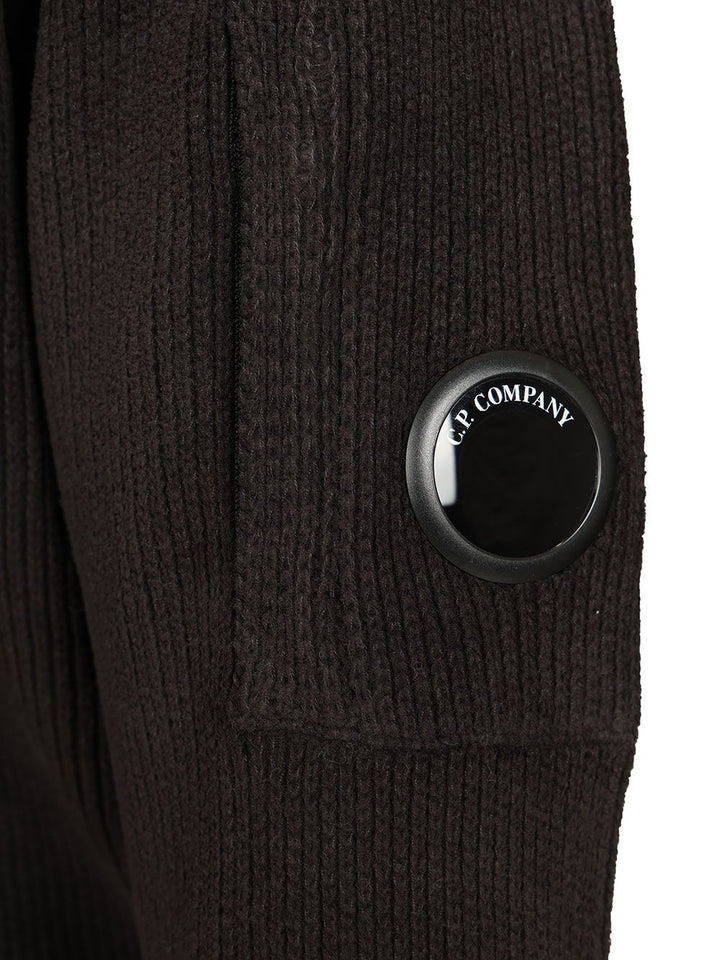 C.P. Company Polo Sweater Made Of Cotton Chenille Knitwear - Nero | a10dafb7b385d4e90ac67178ab775d91464ff835