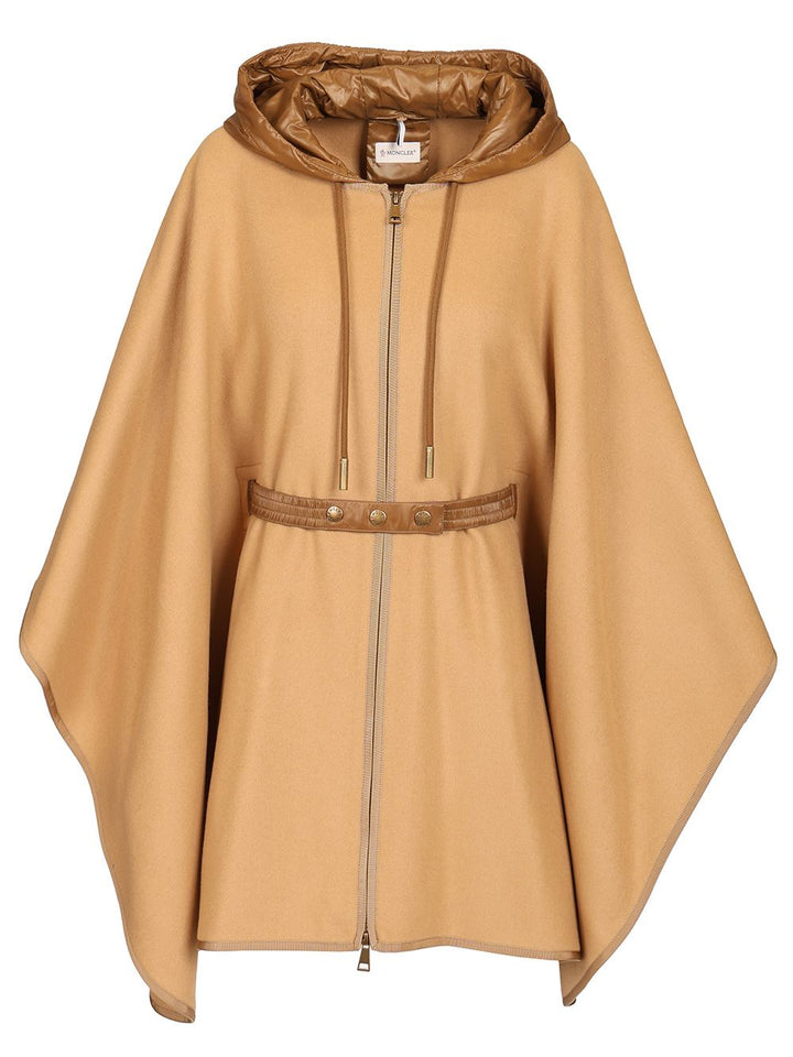 Moncler Padded Cape In Wool Blend Giacche - Beige | 57626cbbf960468627e3821337da5a29a5c7954d