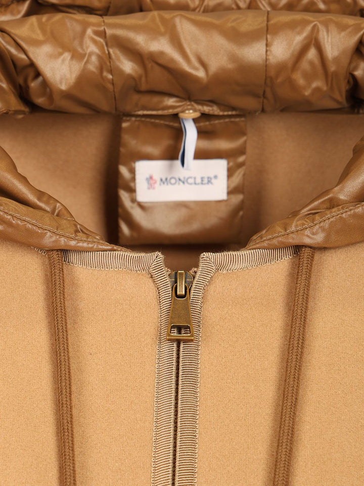 Moncler Padded Cape In Wool Blend Giacche - Beige | 0713c01da74f084306d20f1588a79b983479b501