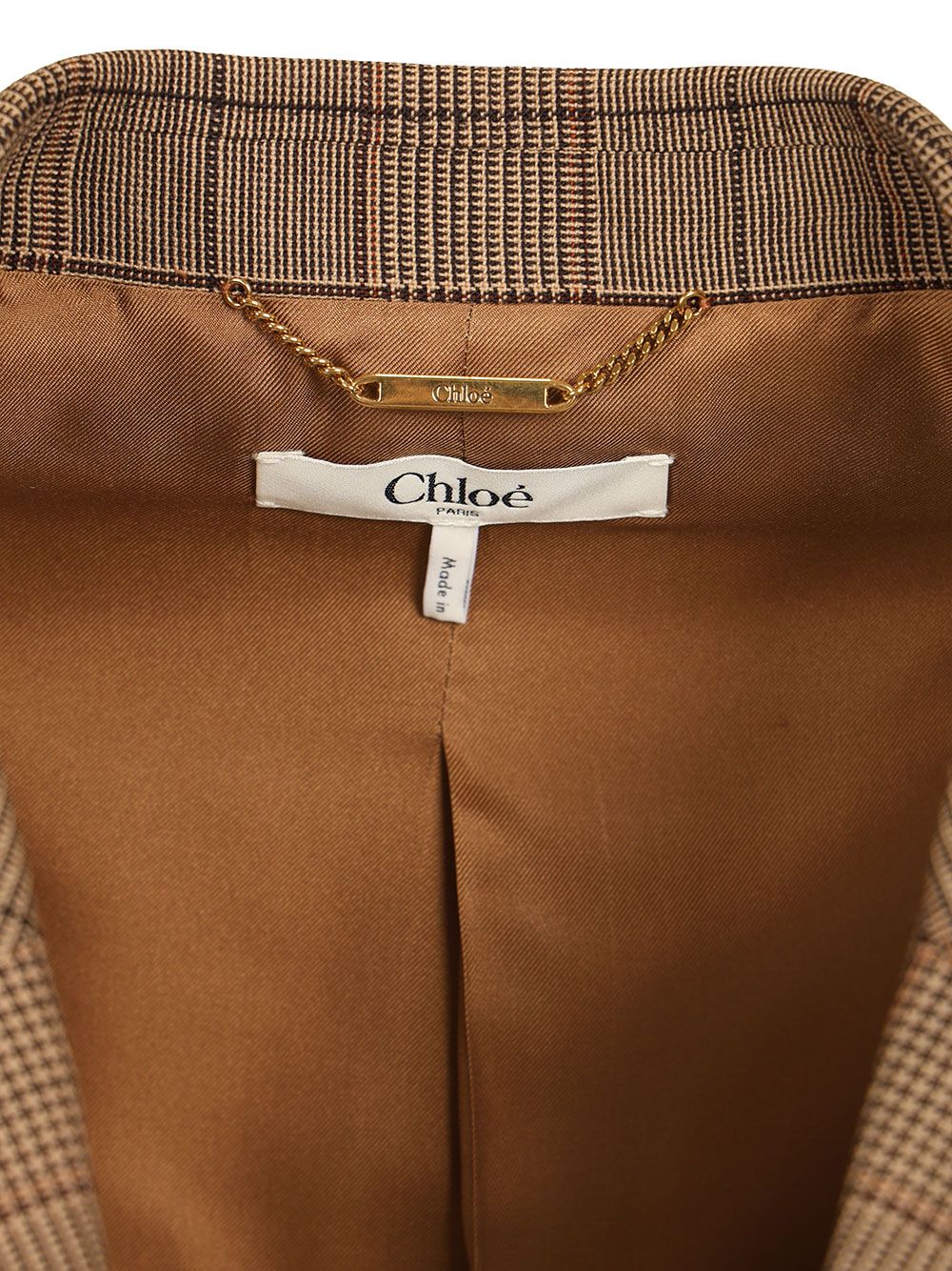 Chloe' Tailored Double-Breasted Checked Wool Jacket Giacche - Marrone | 0f75635fad2015d12ec7fbf3fb3122e11de9379b