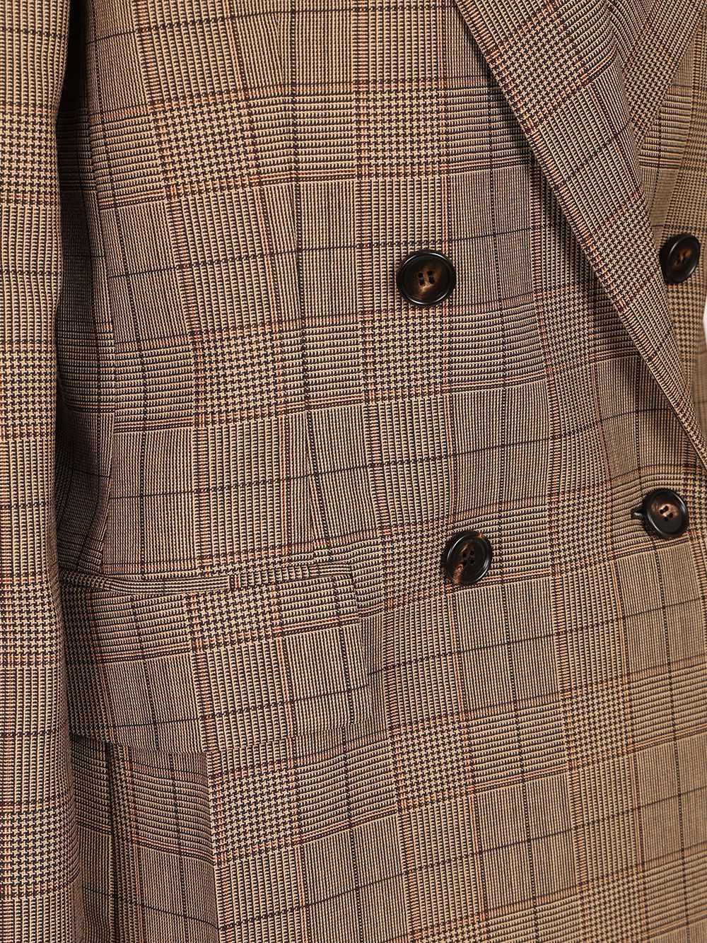 Chloe' Tailored Double-Breasted Checked Wool Jacket Giacche - Marrone | 51d80a4e80158a692bea12260bd6efe78f0ffe32
