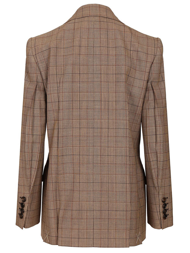 Chloe' Tailored Double-Breasted Checked Wool Jacket Giacche - Marrone | 32012d8a7671c8feeaa136bb1ec7986efb1ba21c