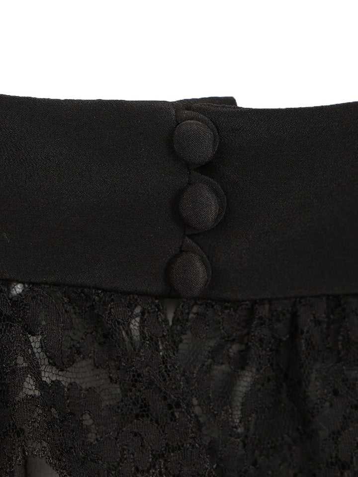 Chloe' Lace Silk Viscose Slip Top Top - Nero | 410b49f87d8f0d7e524767cabf482bf753206b8d