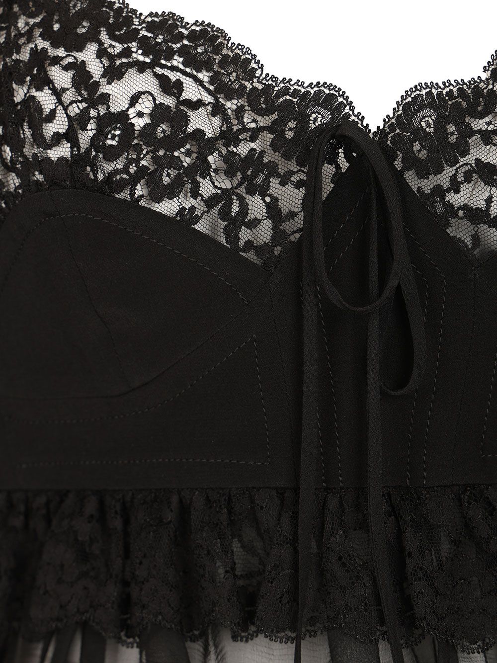 Chloe' Lace Silk Viscose Slip Top Top - Nero | 9ff780f08f1fc037898e4bd8e2390b75d1ce5399