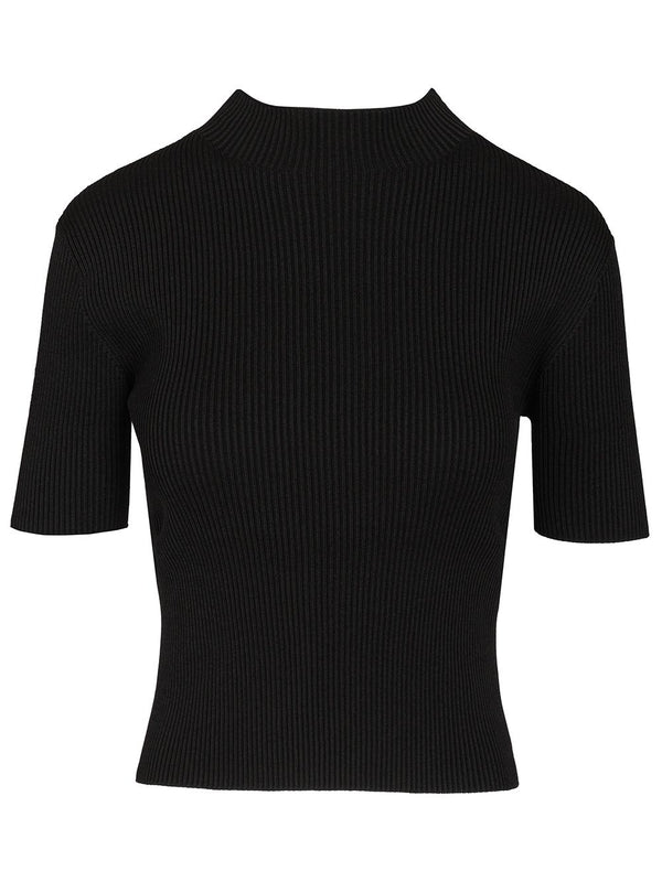Portrait Lucent Kurzarm-Top Schwarz