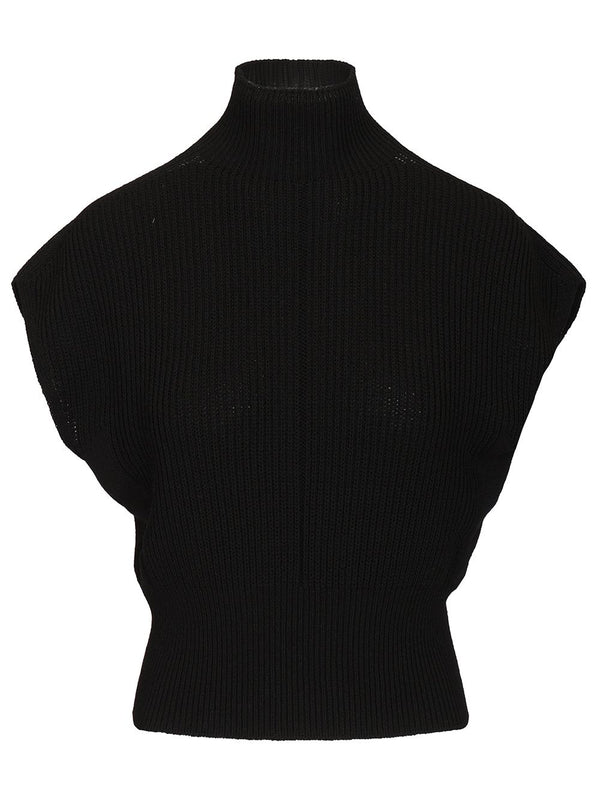Sleeveless Turtle Neck Heavy Wool Knit Knitwear Nero