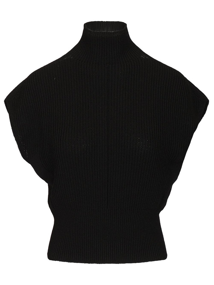 Rick Owens Sleeveless Turtle Neck Heavy Wool Knit Knitwear - Nero | c432473c57afd7c080d714721b7f9aac3ec43d43