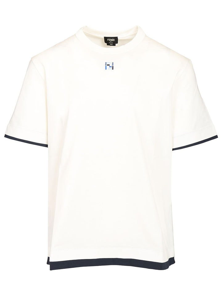 Fendi Over Light J+Ff Stitch T-Shirt - Bianco | 8cb6287468f4d369a5721779898ab227d9eb2208