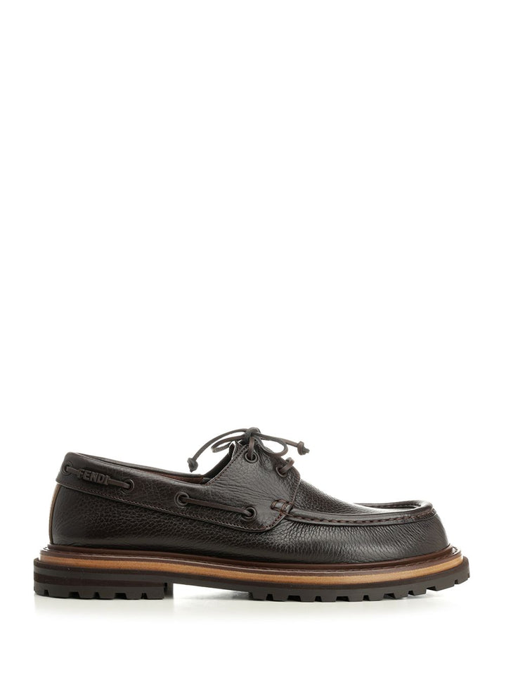 Fendi Lace Up Vitel.Bottal+Mix Vit Scarpe basse - Marrone | c91367a9c7198ca30c1780175beebc7d5eab9616
