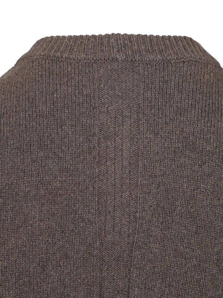 Rick Owens Round Neck Boiled Recycled Cashmere Knit Knitwear - Beige | 0444833b6043f78ac1a45445cea3fc6039b99224