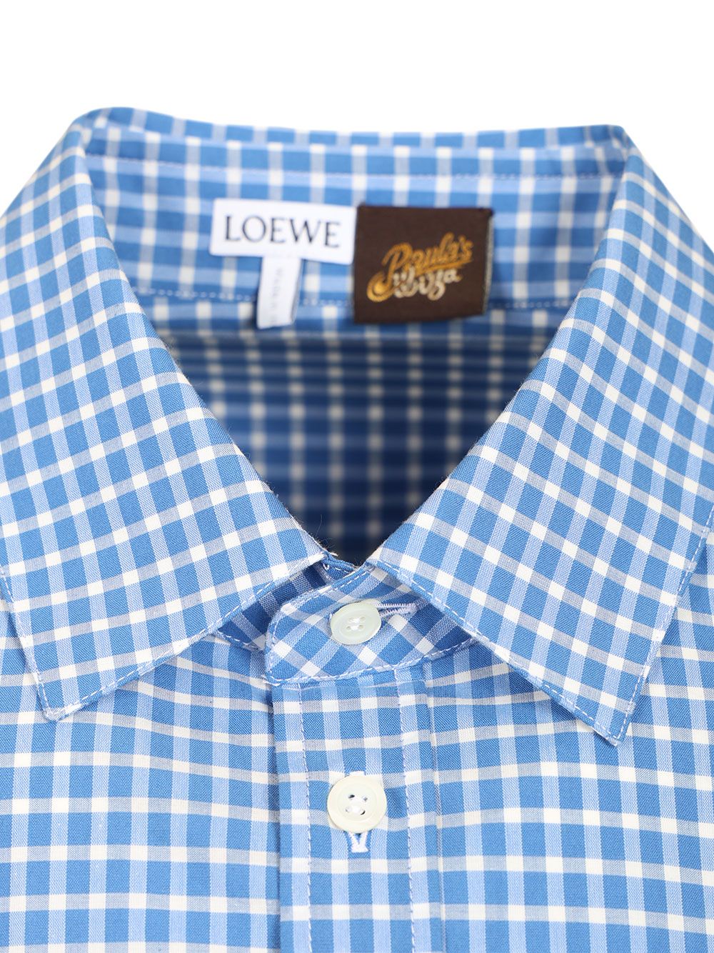 Loewe Lightweight Textured Checked Cotton Shirt. Shirts - Light blue | 1b92df2b2754b5f264f36630ed0adf3883041d12