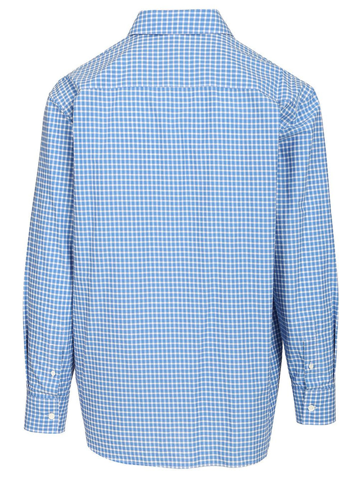 Loewe Lightweight Textured Checked Cotton Shirt. Shirts - Light blue | 23155d38f9ac09aecd843102016d61f41636f5a1