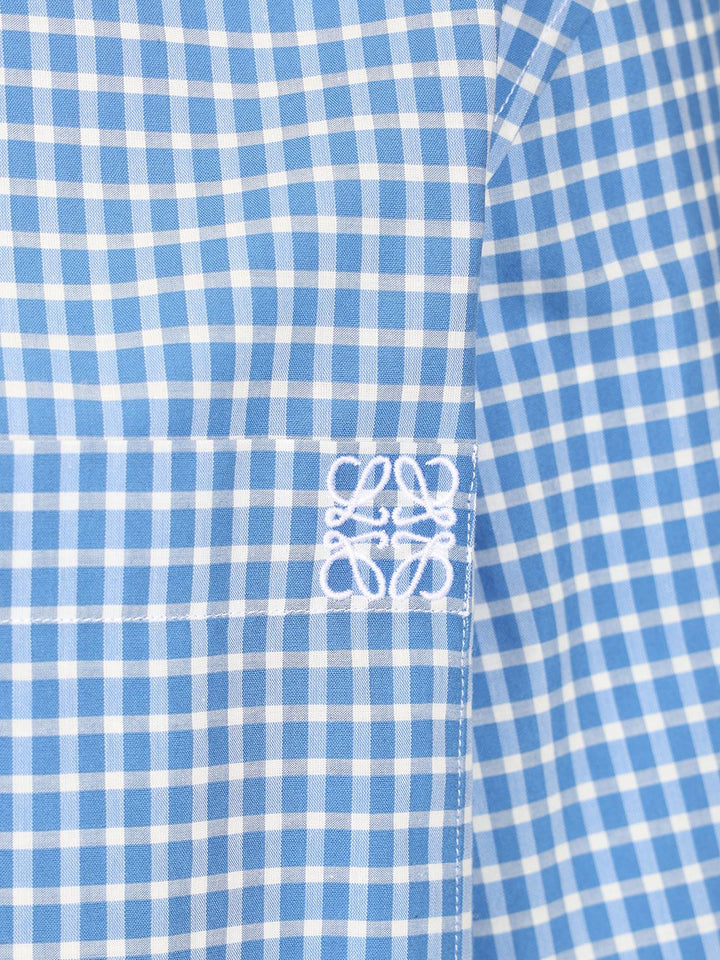 Loewe Lightweight Textured Checked Cotton Shirt. Shirts - Light blue | 96e9615106355fd7f48867bf46dcb387cc7dd0a3